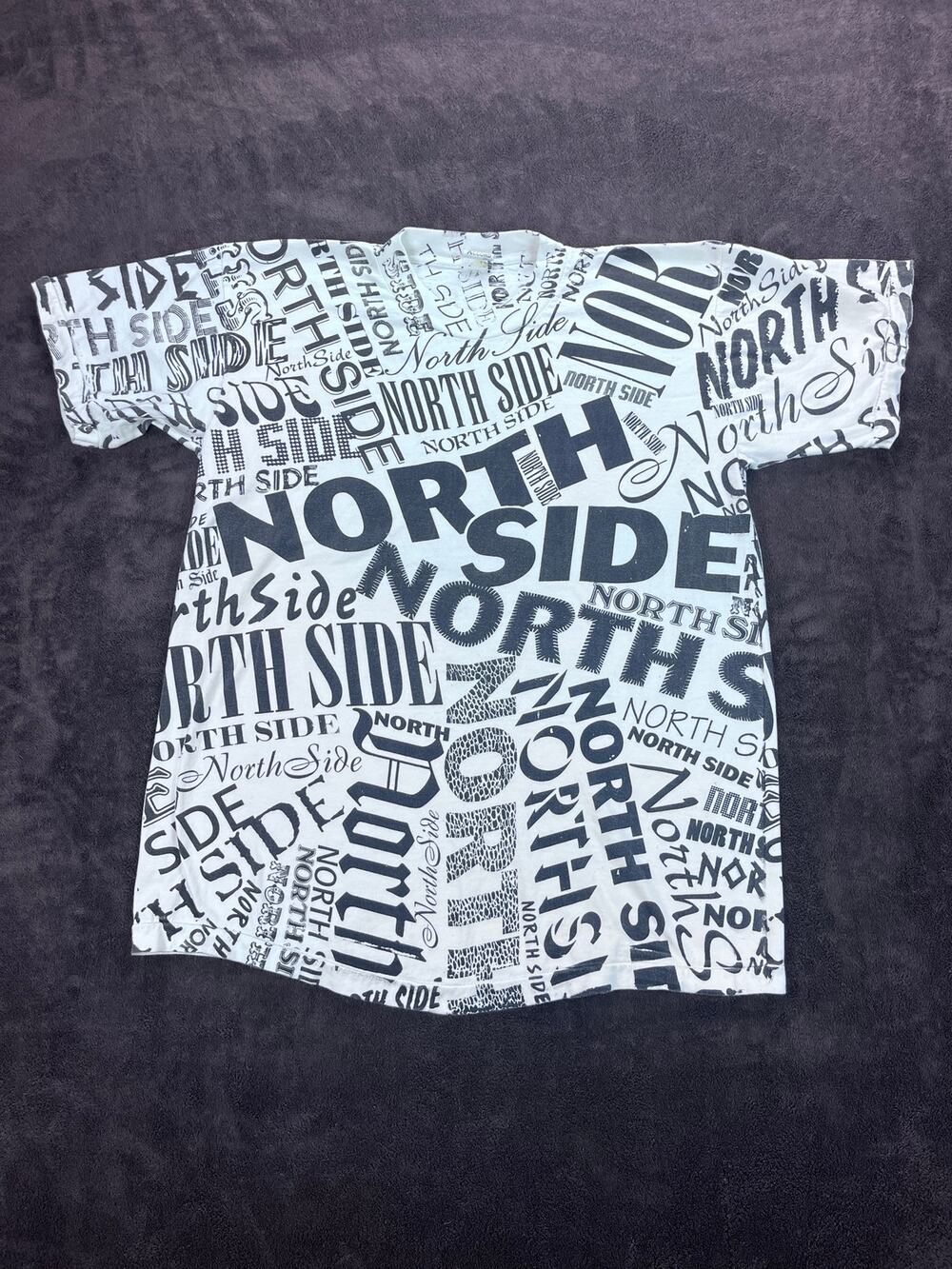 Vintage "North Side" All-Over Print Tee L - Picture 1 of 6